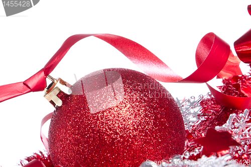 Image of ball with ribbon and tinsel