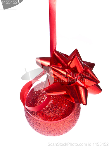 Image of christmas ball with ribbon