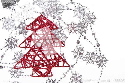 Image of christmas tree with snowflakes