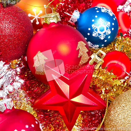 Image of christmas balls and tinsel