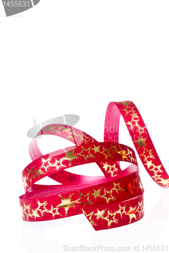 Image of red christmas ball with ribbon
