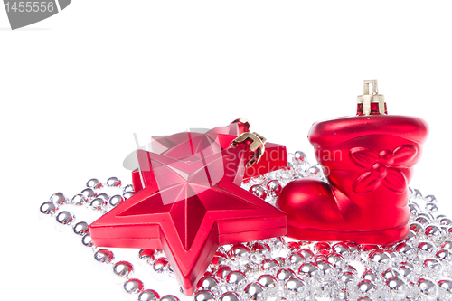 Image of christmas decoration with tinsel