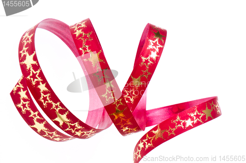 Image of red christmas ball with ribbon