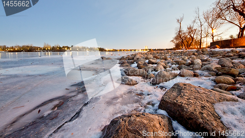 Image of Wascana lake freezing