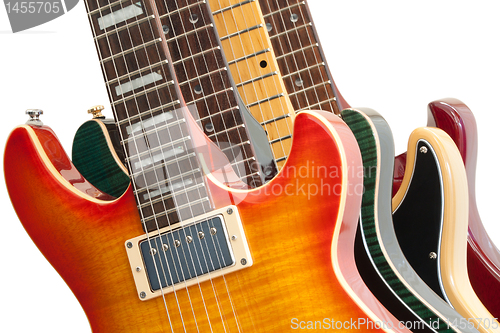 Image of Electric Guitars On White