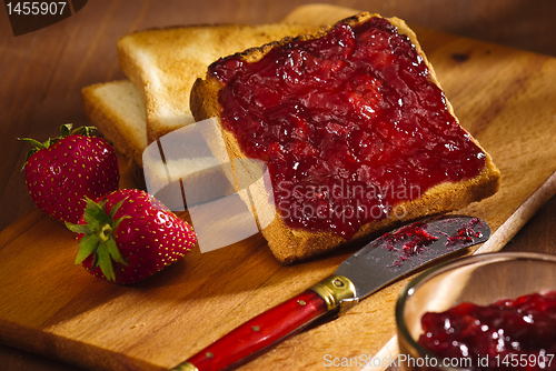 Image of toast with cherry jam 