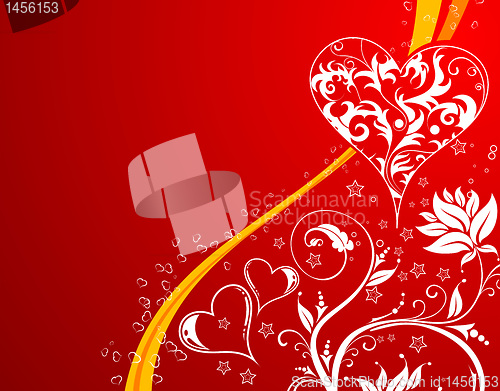 Image of Valentines Day background with hearts and flowers