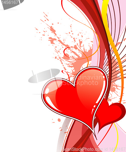 Image of Valentines Day background with hearts and wave pattern