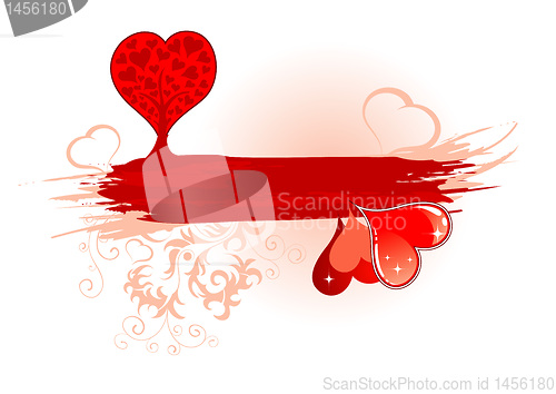 Image of Valentines Day frame with tree and hearts
