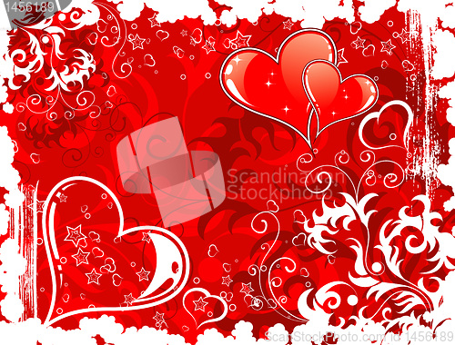 Image of Valentines Day background with hearts and florals