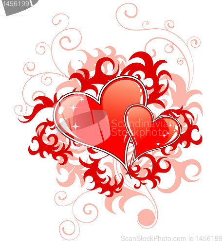Image of Abstract Valentines Day with hearts and florals