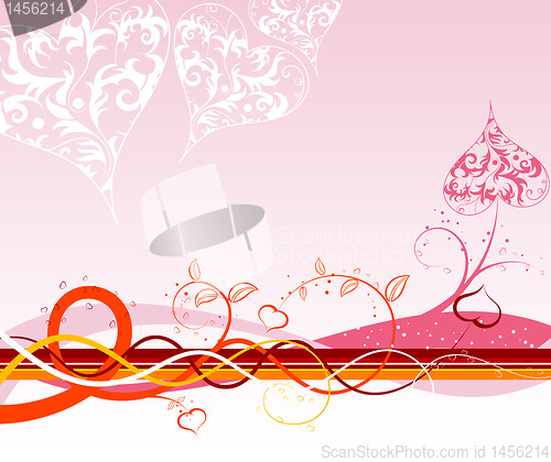 Image of Valentines Day background with hearts and florals