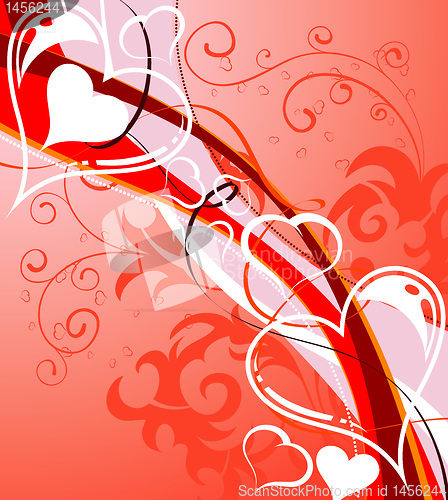Image of Valentines Day background with hearts and florals