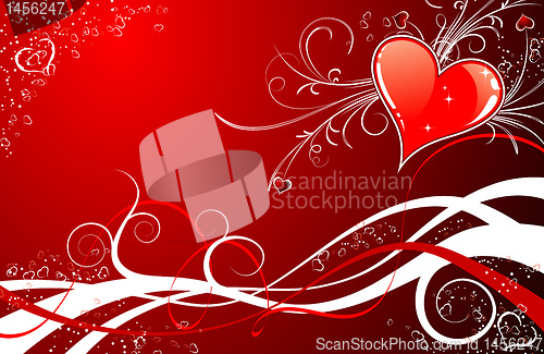 Image of Valentines Day background with hearts and florals