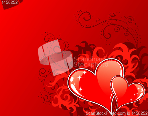 Image of Valentines Day background with hearts and florals