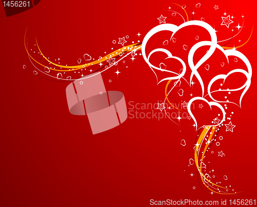 Image of Valentines Day background with hearts and florals