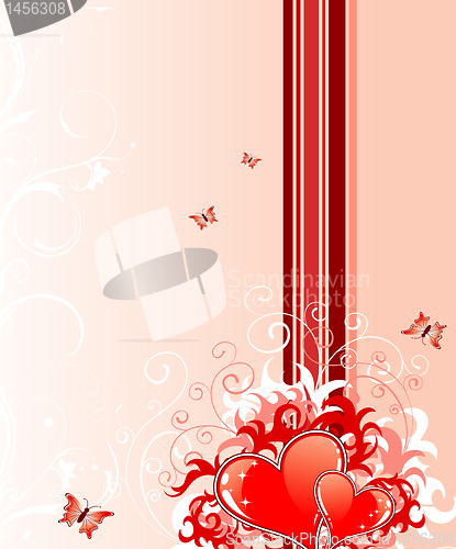 Image of Valentines Day background with hearts and florals