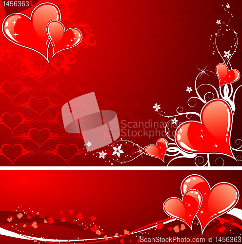 Image of Valentines Day background with hearts and florals