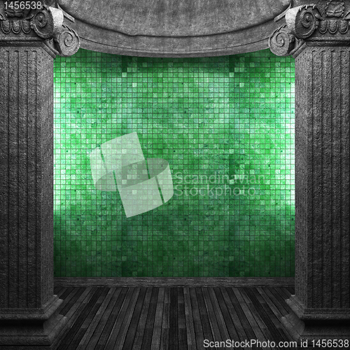 Image of stone columns and tile wall
