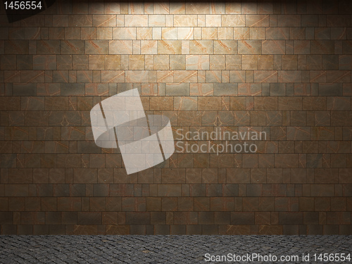 Image of illuminated stone wall