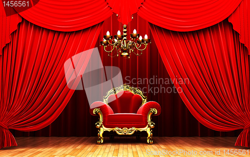 Image of Red velvet curtain opening scene