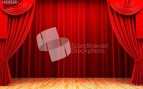 Image of Red velvet curtain opening scene