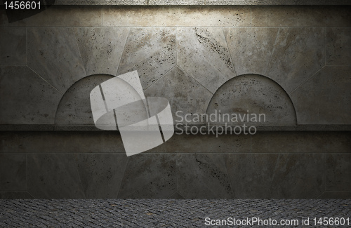 Image of illuminated stone wall