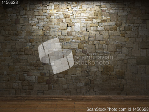 Image of illuminated stone wall