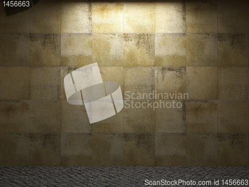 Image of illuminated stone wall