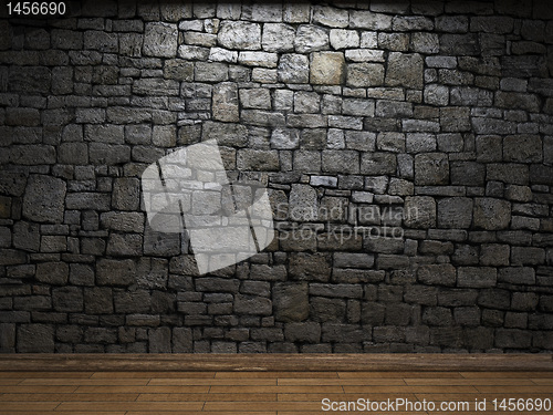 Image of illuminated stone wall