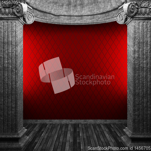 Image of stone columns and wallpaper