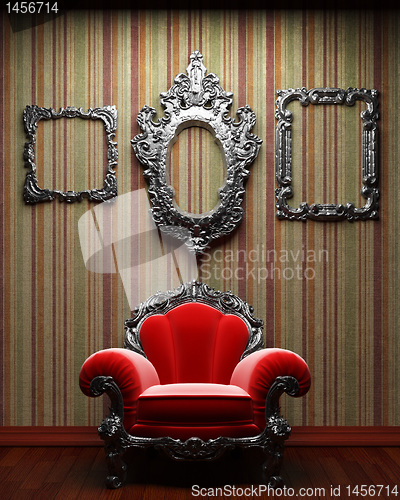 Image of illuminated fabric wallpaper and chair
