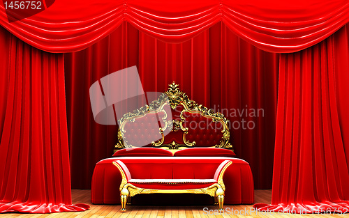 Image of Red velvet curtain opening scene