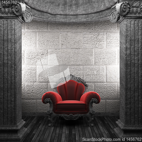 Image of stone columns and chair