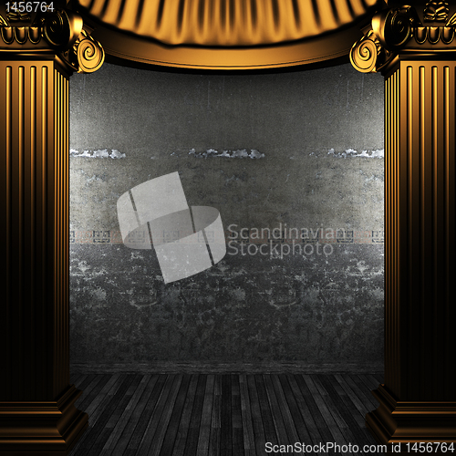 Image of bronze columns and wall