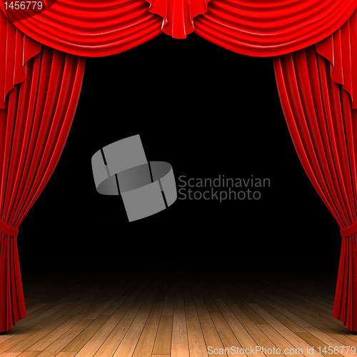 Image of Red velvet curtain opening scene