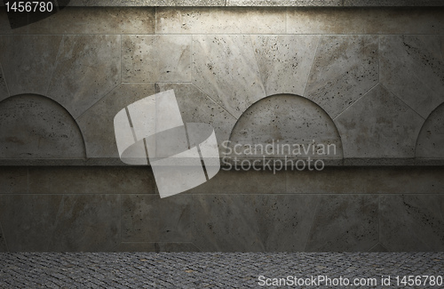 Image of illuminated stone wall