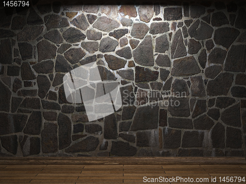 Image of illuminated stone wall