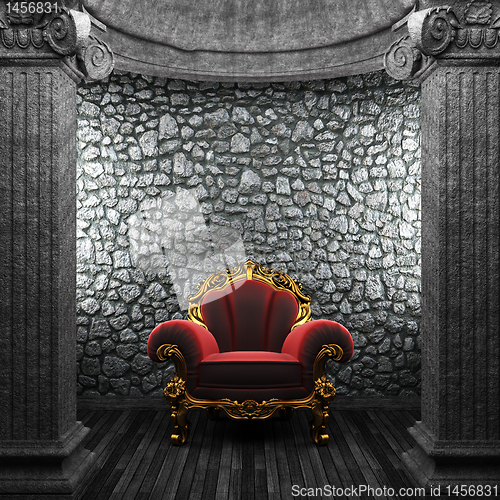 Image of stone columns and chair