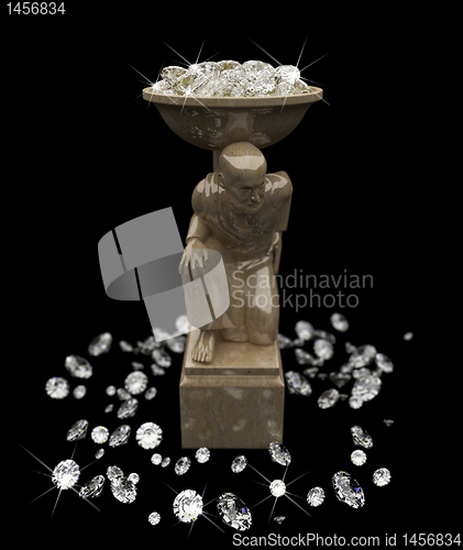 Image of a lot of diamonds and marble statuette