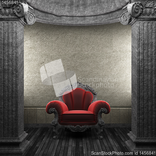 Image of stone columns and chair