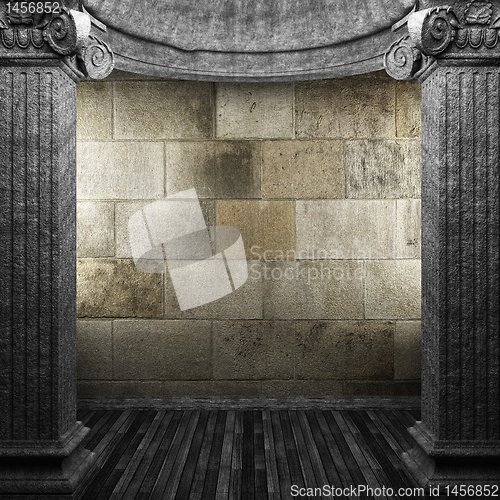 Image of stone columns and wall