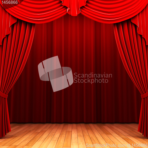 Image of Red velvet curtain opening scene