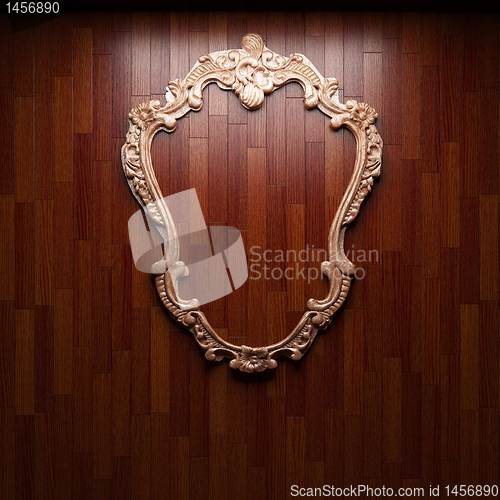Image of illuminated wooden wall and frame