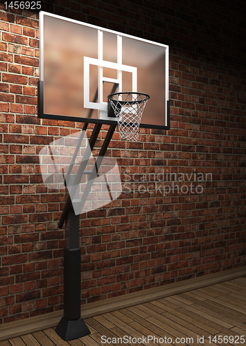 Image of old brick wall and basketball