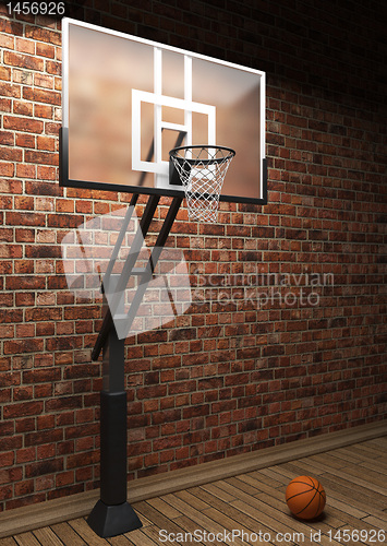 Image of old brick wall and basketball