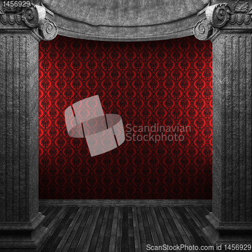 Image of stone columns and wallpaper