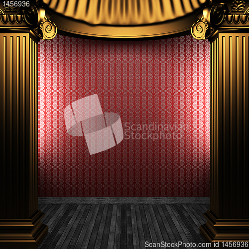 Image of bronze columns and wallpaper