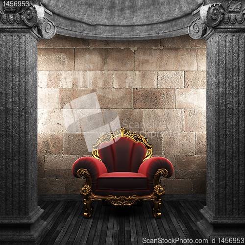 Image of stone columns and chair