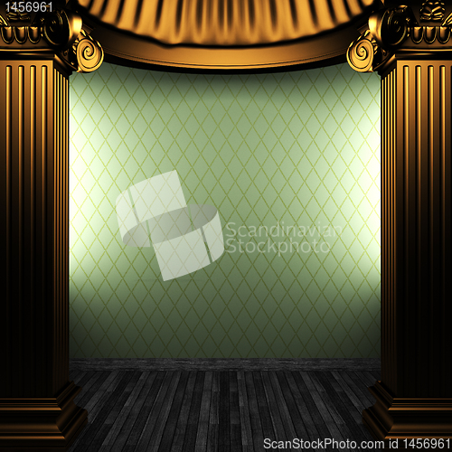 Image of bronze columns and wallpaper